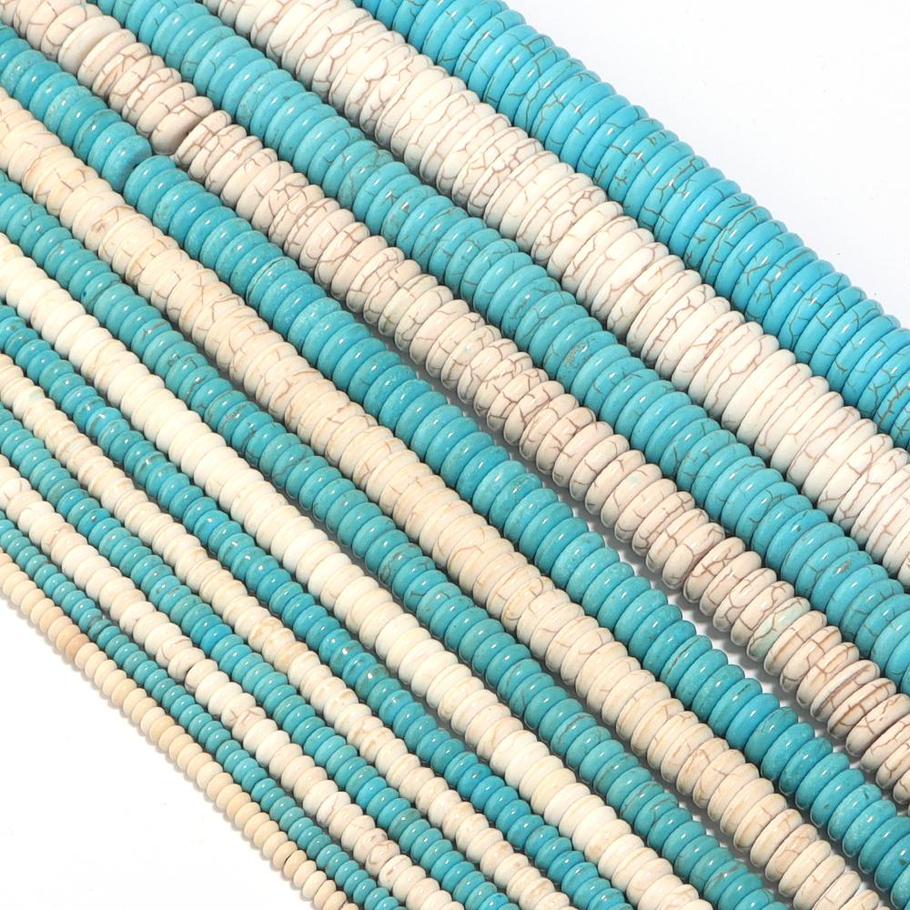 1 Strand Natural Stone Spacer Beads Flat Round Turquoise Bead Loose Beads for Jewelry Making DIY Bracelet Necklaces Accessories
