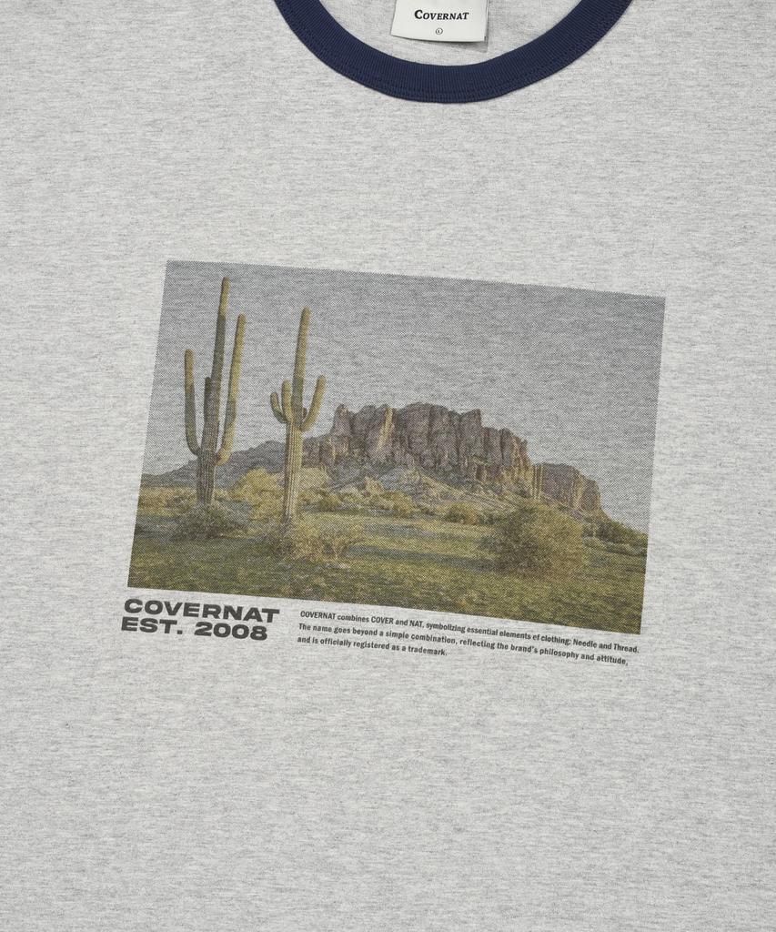 COVERNAT Cactus Valley Graphic T-Shirt Melange Grey