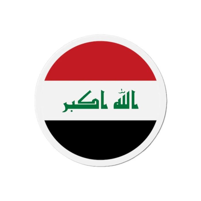 Aimant Rond - Multicolore - Drapeau Irak - 9 Cm - 50 Pièces - Mixte