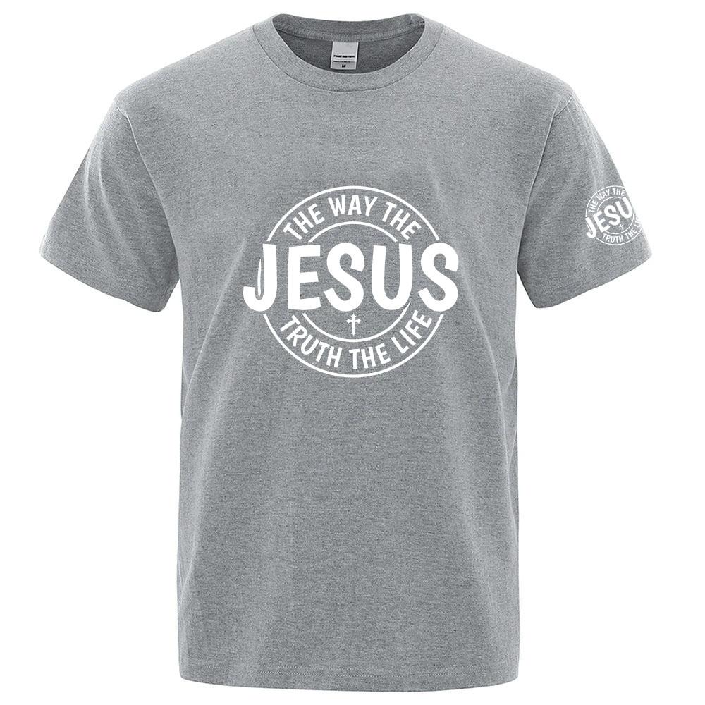 Jesus Way Truth Life Letter Printing 2026 Summer Unisexs Brand Cotton Ordinary Short Sleeve Tshirt Solid Color Casual Tops