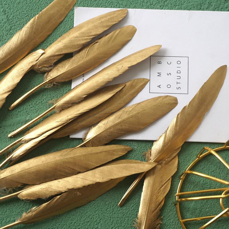 Golden Feather Decoration Handicraft Shooting Props Spray Gold Straight Knife Decoration Materials