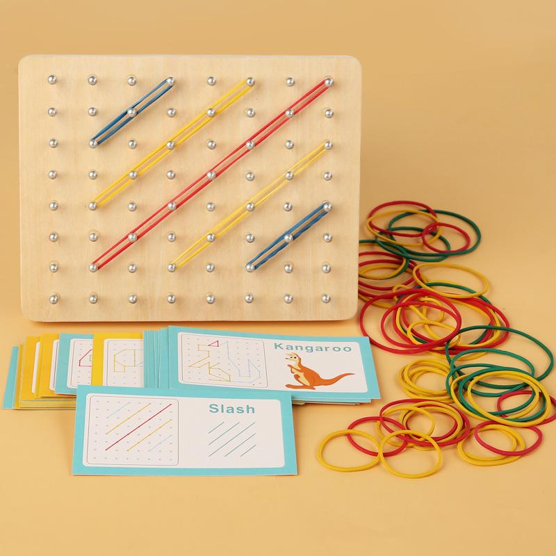 Creative Wooden Shape-Matching Nail Board: Early Education Logic & Art Toy for Kids.