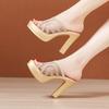 10cm Block High Heels Slides Women Platform Shoes Summer 2024 Chunky Heel Women Sandals Thick Sole Slippers for Office Wedding