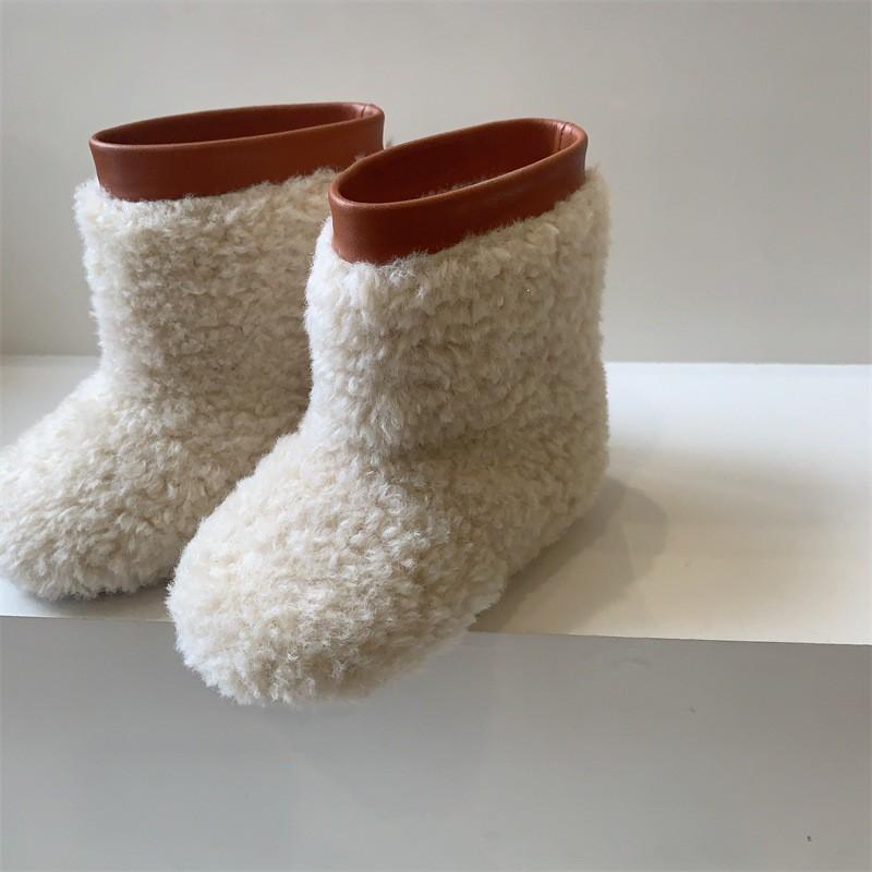 Girls Winter Snow Boots Toddlers Kids Warm Fleece-Lined Short Ankle In PU Leather Rubber Sole