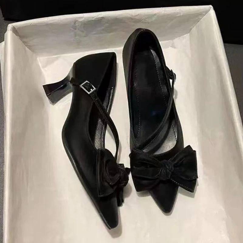 

Bow Women High Heels Shoes Elegant Pointed Toe Heeled Sandals Summer Fad Party Dress Shoes New Pumps Mujer De Sandalias 40