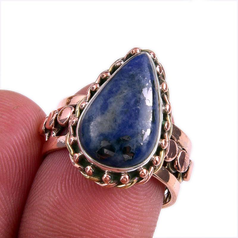 

Natural Sodalite Gemstone Two Tone 925 Sterling Silver Jewelry Ring S.6.5 V7d50