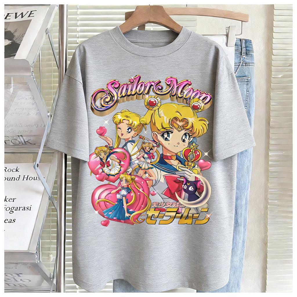 Pretty Soldier Girl Printed Anime Tshirt Japanese Style Loosefitting Shortsleeved Tshirt for Both Men and Women
