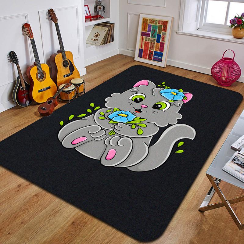 

C-Милый кот Принтованный ковер Модный коврик для йоги Нескользящий ковер Украшение спальни Уличный ковер Спальня Подарок на день рождения 40x60cm