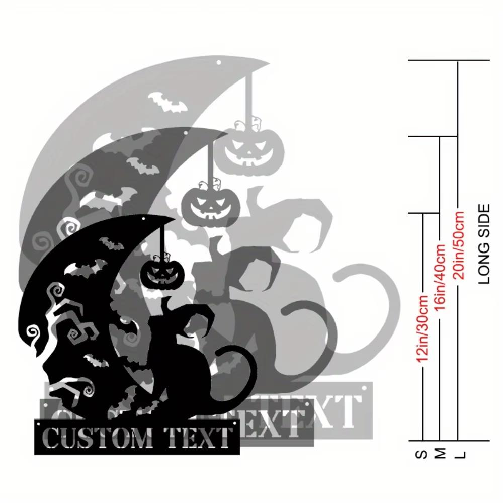 Halloween Metal Wall Art Cat Pumpkin Bat Silhouette Spooky Home Decor Party Custom Sign