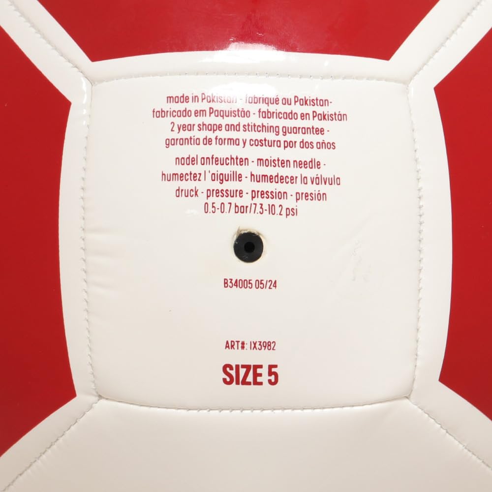 adidas EPP Club Soccer Size AF5935WR x Size and Ball, 5, (White Red, 5, Men's Women's)