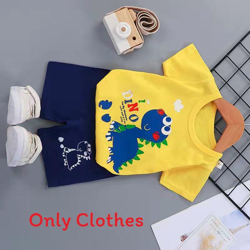 Baby Cartoon T Shirt Shorts Set With Cotton Fabric For Kids Ages 3 To 8