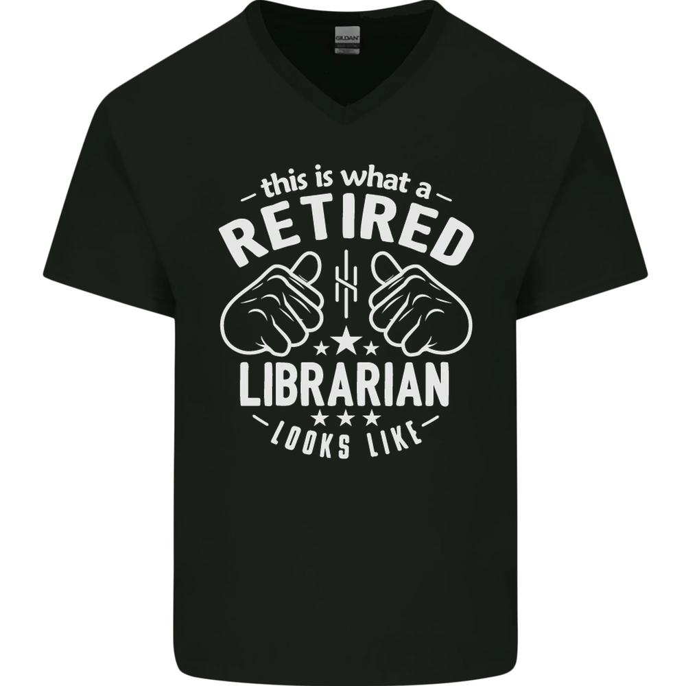 This Is What a Retired Librarian Looks Like Mens VNeck Cotton T-shirt M