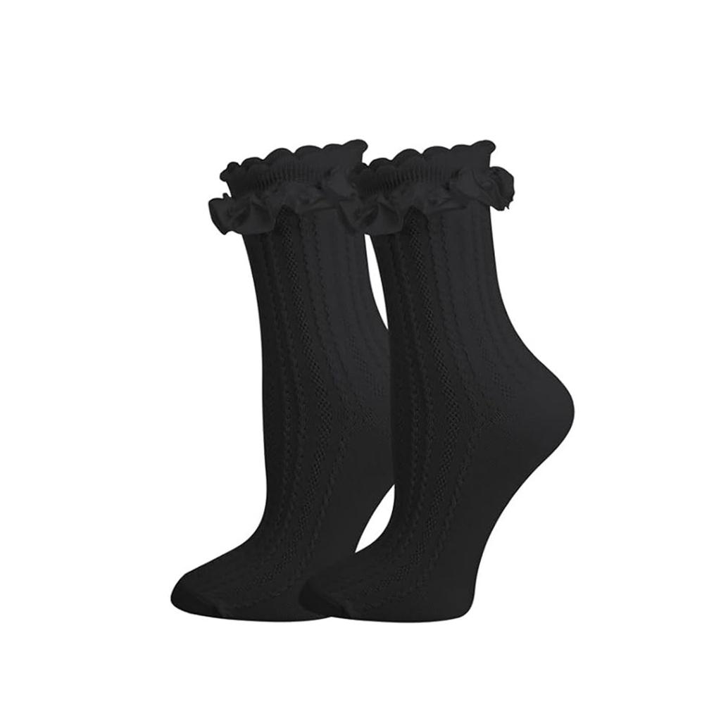 1/6 Pairs Lace Ruffle Crew Socks For Women,Cotton Cute Princess Ankle Dress Lace Socks For Women Girls