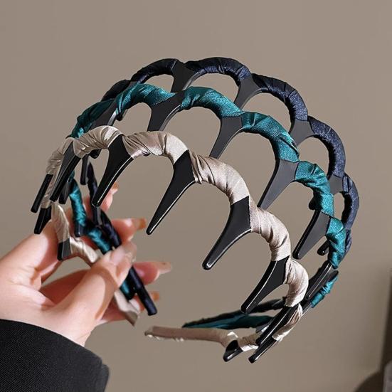 1/3ks Dámská čelenka Široká Elastická Protiskluzová Design se Zuby Obruč do Vlasů Čelenka Nestahující Vlasy Vlasové Doplňky