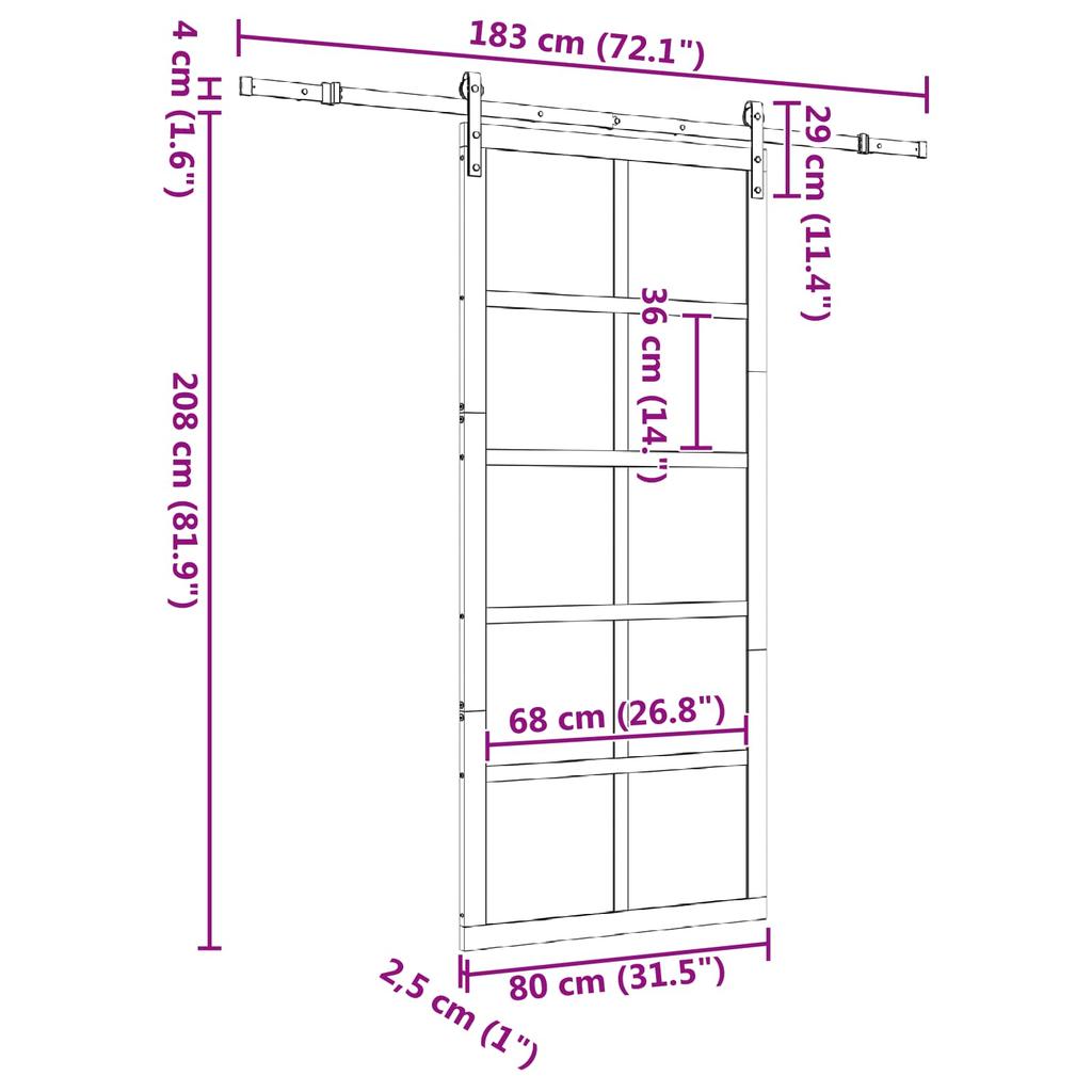 Sliding Door Natural 80 X 208 Cm Solid Pine Wood
