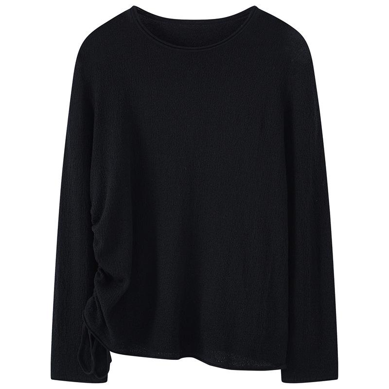 2026 Spring/Summer Women's Knit Sweater with Drawstring Detail - Versatile and Stylish Top