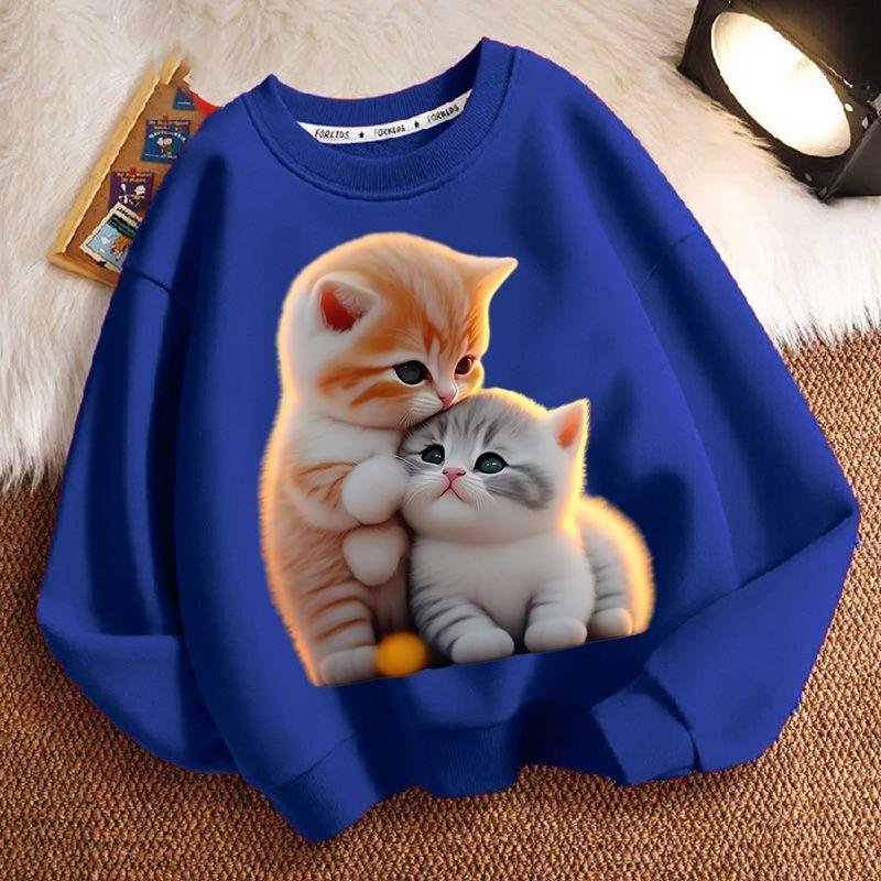 Children's Little Cat Hoodies for Autumn and Winter, Casual Long-sleeved Hoodies for Boys and Girls