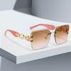 New In Vintage Sunglasses For Women Modern Stylish Frameless Glasses Golden Chain Gradient Lenses Glasses Women Sun Glasses