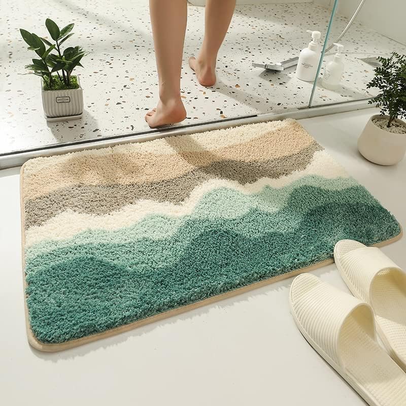 Roseate Wave Super Soft Anti Skid (40x60 cm) Mats Microfibre 2000 GSM Door Mats for Home/Bathroom/Bedroom/Kitchen/Floor Mat (Pack of 1) (40x60 cm)