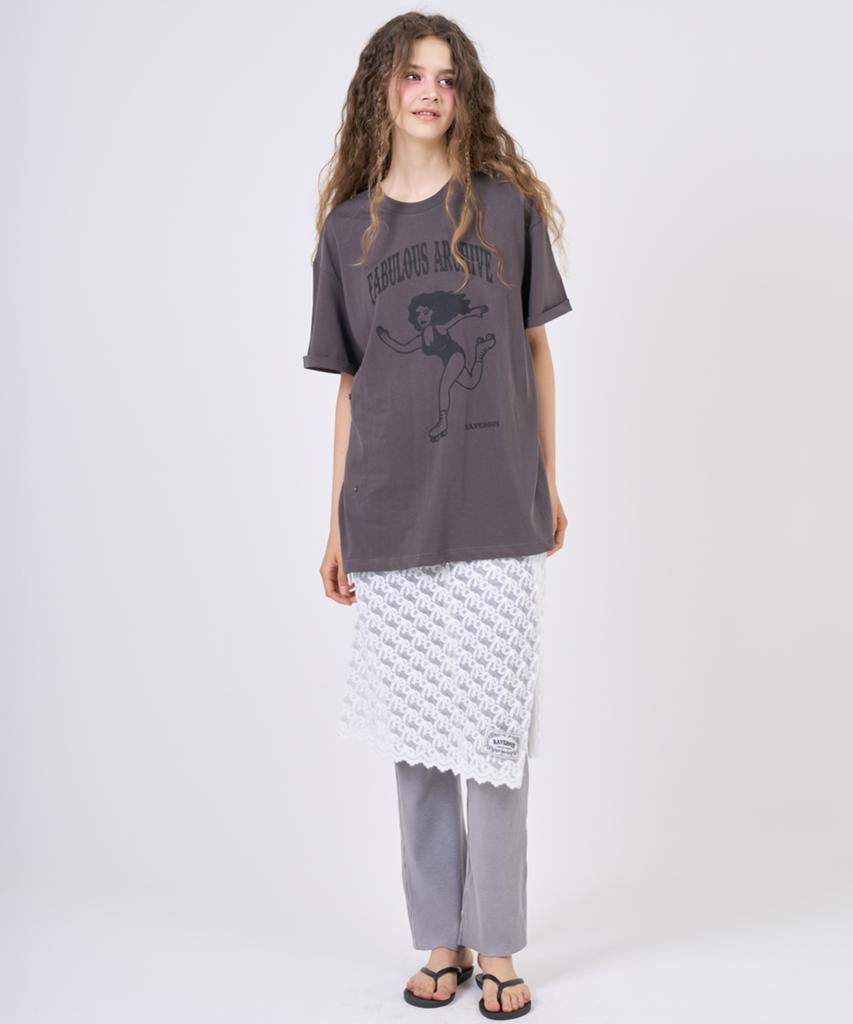 RAVEROUS Snap Loose Fit T-Shirt Charcoal