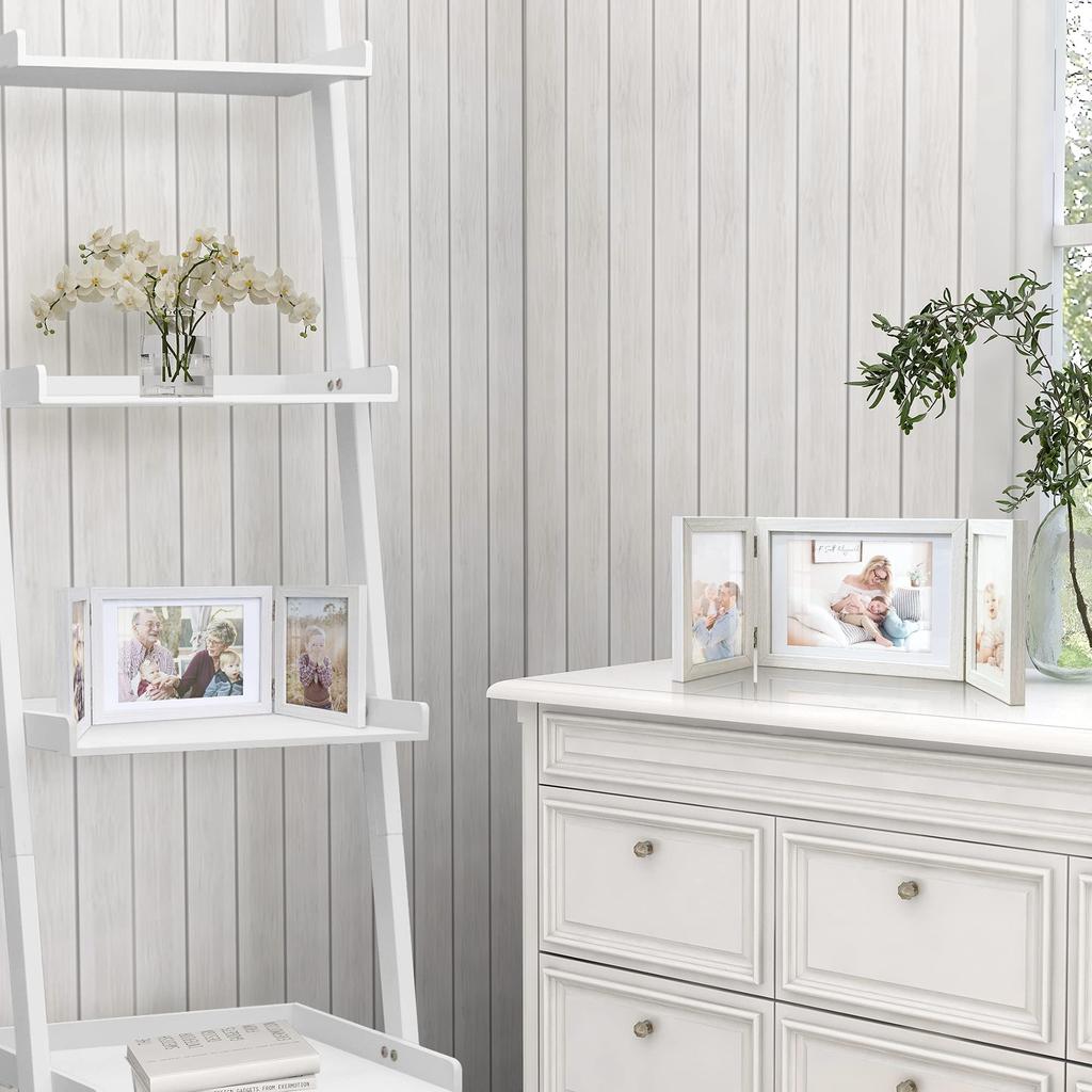 Afuly Fotoram Postkort 2L Storlek Fotoram Snygg Vägghängning Enkel Vit Vikbar Design Fotoram Bröllopspresent Födelsedag Jubileumspresent