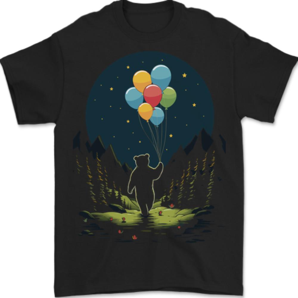 26 A Teddy Bear Holding Balloons Fantasy Mens T-Shirt 100% Cotton Unisex T-Shirt M