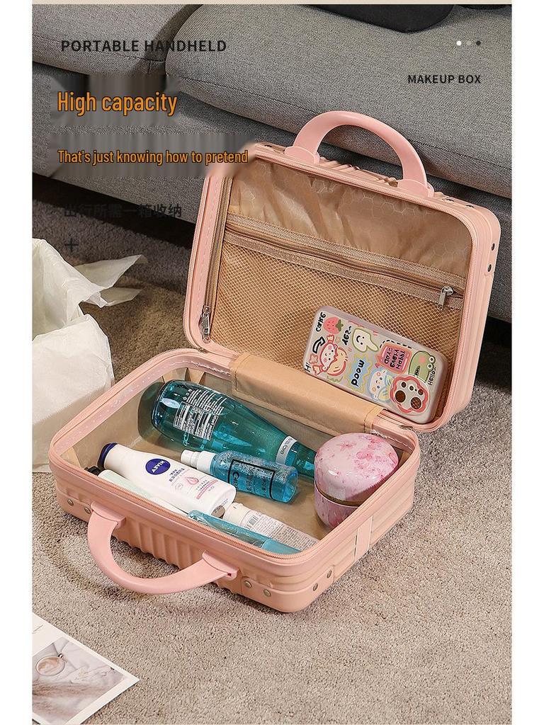 14-Inch Retro Makeup Case: Cute, Portable Travel Storage for Women and Students