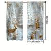 Set Of 2 Christmas Snow Tree Golden Reindeer Design Printed Curtains Pole Bag Home Decoration Room Curtain Polyester