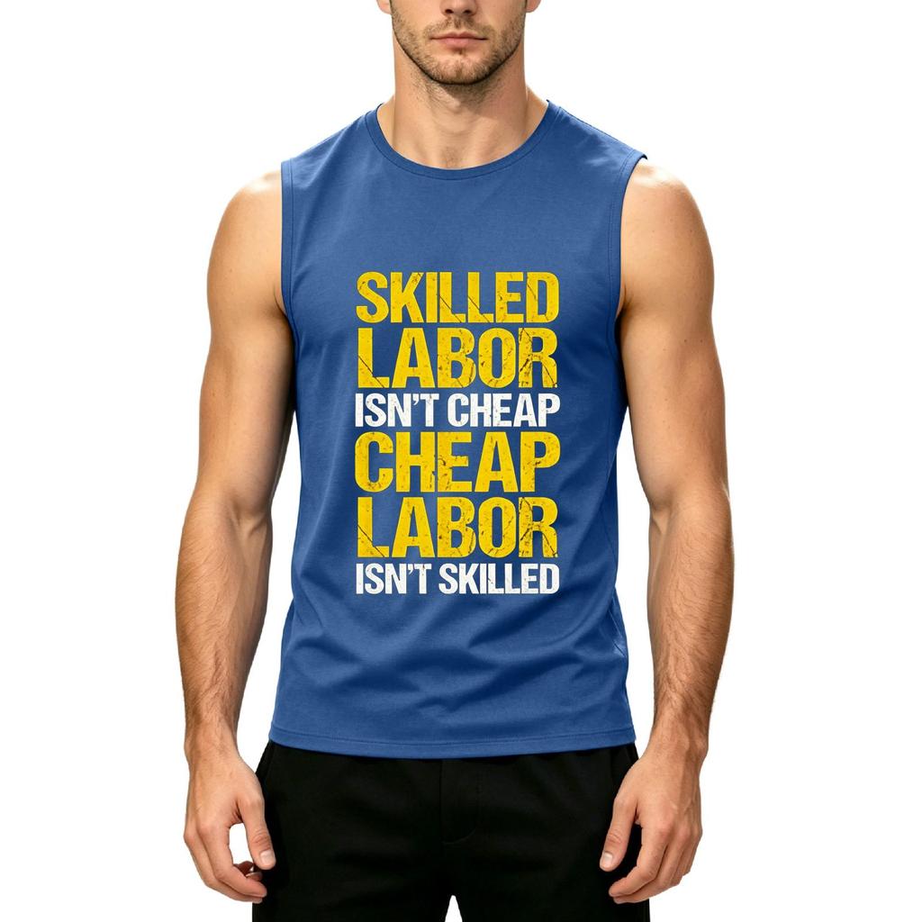 Men's Sleeveless Casual Tank Top Muscle Fit Crew Neck Printed Graphic Labor Day Shirt Summer Workout Gym Vest