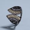 Retro Black Two-tone Ring, Fashionable Fan-shaped Ring, High-value Jewelry