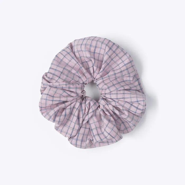 Monce Check Fabric Scrunchie Pink