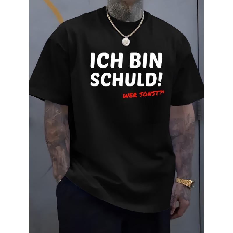 European Size I'M to Blame German Short Sleeve T-Shirt Men Funny Blame Short Sleeve Street Style Letter Casual Loose Printing Short Sleeve T-Shirt