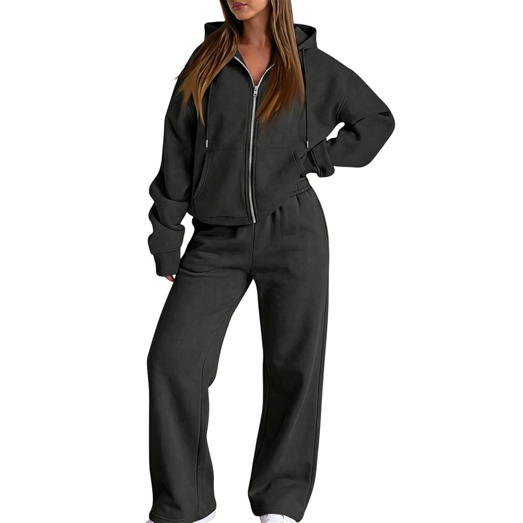 Women's Casual Sweatshirt Jacket Set Comfortable Loungewear for Fall Winter