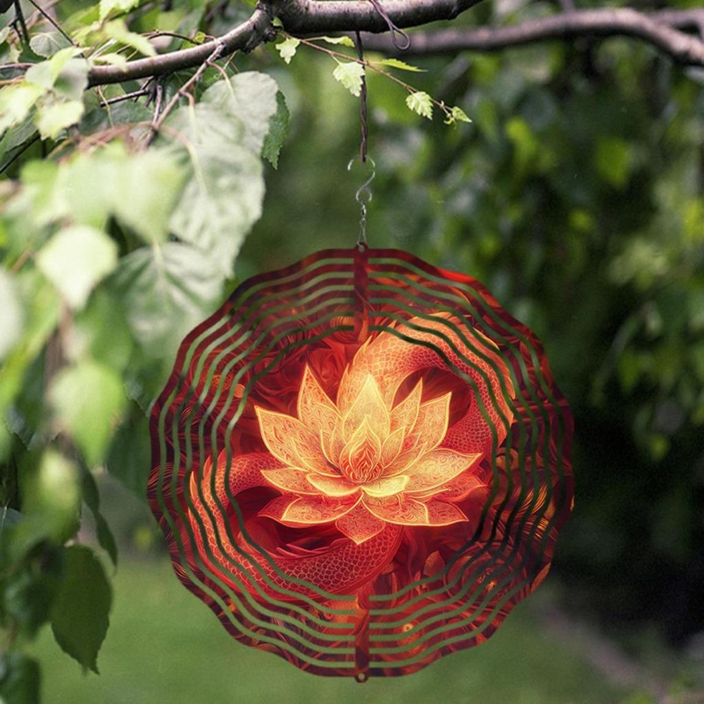 Niebieska Mandala Wiatrak Wiszący Dekoracja Ogrodowa Ozdoba Zewnętrzna Nieelektryczny Efekt Wizualny Prezent do Domu Ogrodu Podwórza