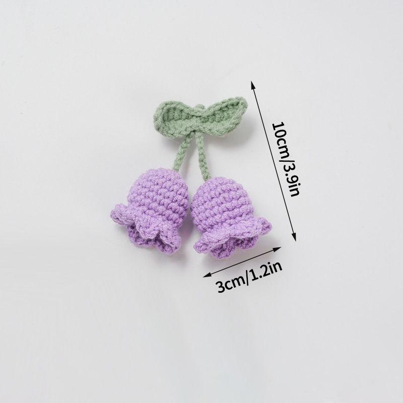 Lily Of The Valley Crochet Flowers Keychain Artificial Flowers Hanging Decoration Wedding Gift Car Pendant Knitted Flower