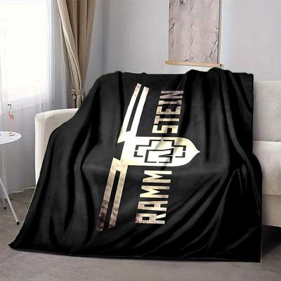 1Pc Rammstein Heavy Metal Icon Flannel Blanket, Soft And Comfortable, Casual Warm, Camping Travel, Christmas, Halloween Xmas Gift Y1441