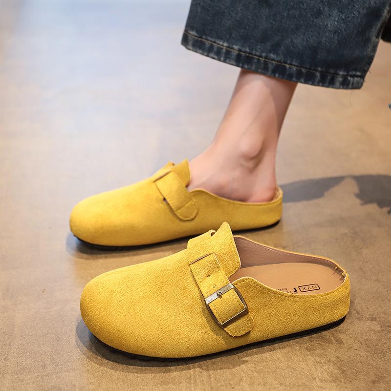 Wear Boken inner pedal retro outer drag women's summer half-care shoes to increase the height of Birken shoes bag head semi-new lazy sandals