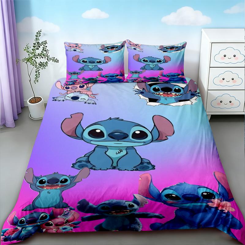 Stitch & Lilo Stitch Duvet Cover Cartoon Quilt Cover Soft and Breathable Bedding Set Twin Size for Bedroom Decor Best Gifts