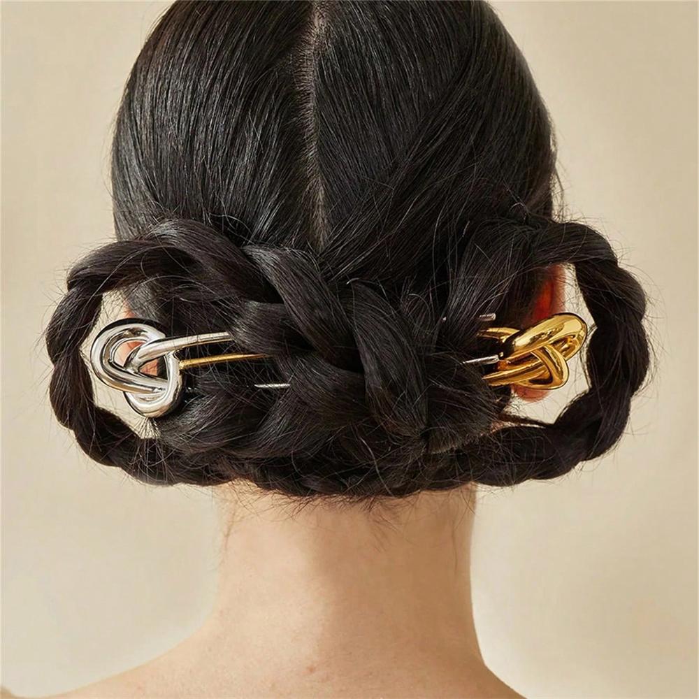 Fermacapelli Metallico Alcali Acqua Nodo per Capelli da Donna Semplice e Versatile Accessori per Capelli Trecciati sul Retro della Testa