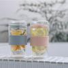 POKETLE Glass Tumbler with Lid, 330ml, Double-Walled, Heat-Resistant, Dishwasher-Safe, BPA-Free, Vidro 330, Latte Beige