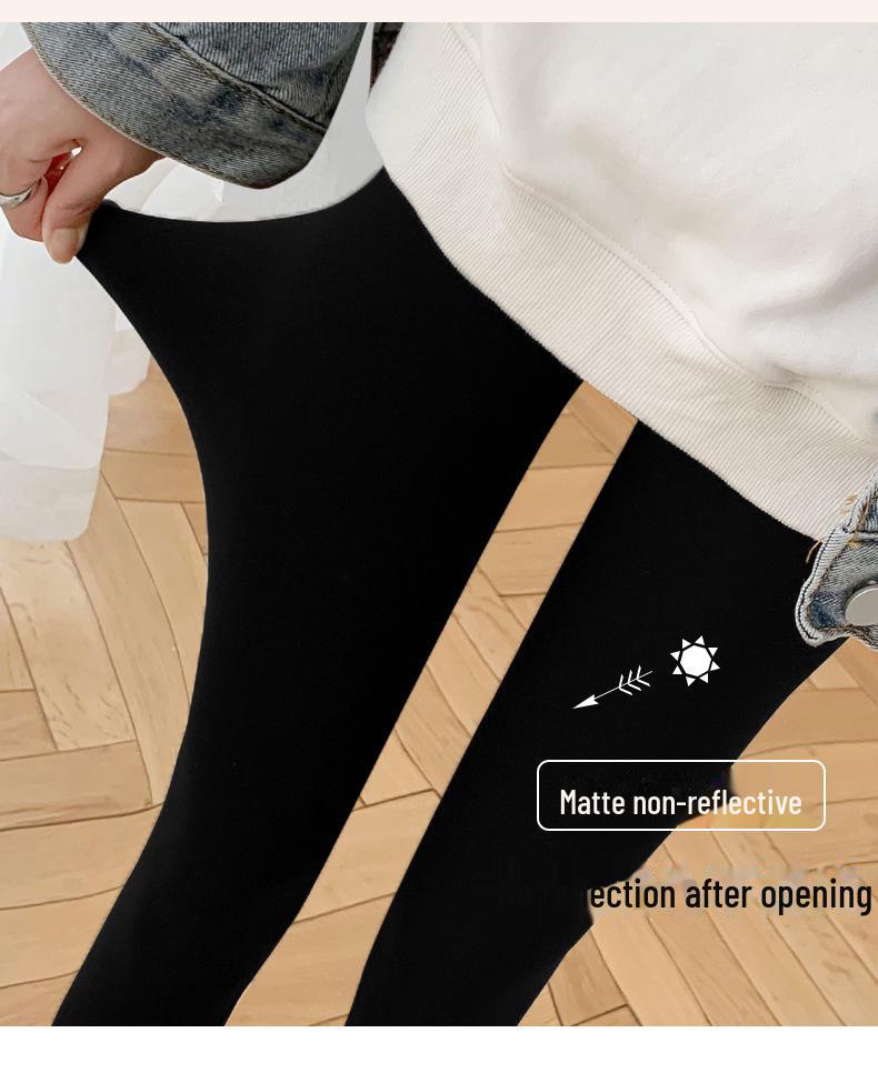 Plush Slimming Black Matte Shark Leggings for Women - Thick, No Lines Yoga Wear for Autumn/Winter