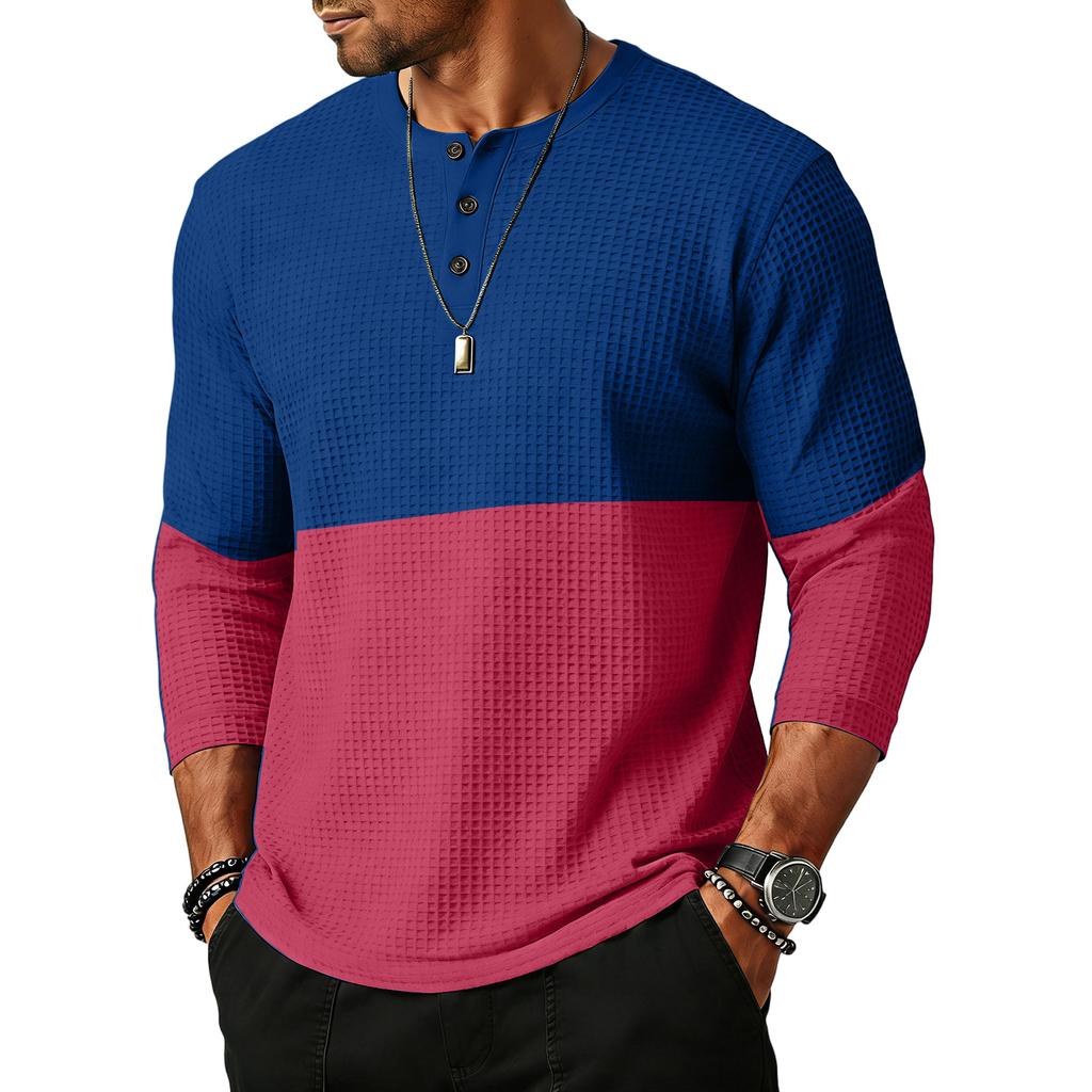 Men's  Sports  Leisure  Waverg  Three  Pieces  Buckle  Seven  Points   Sleeve  T-Shirt