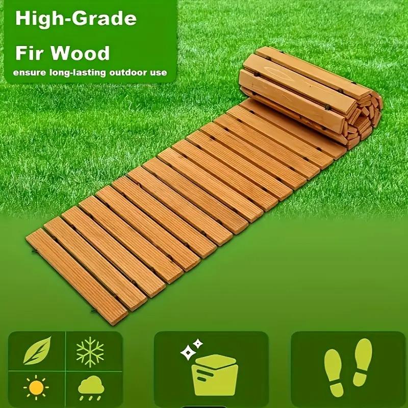 8 Ft Weather Resistant Wooden Garden Pathway for Wedding Party Patio Decorative Roll Out Pavers Suitable for Backyard Outside