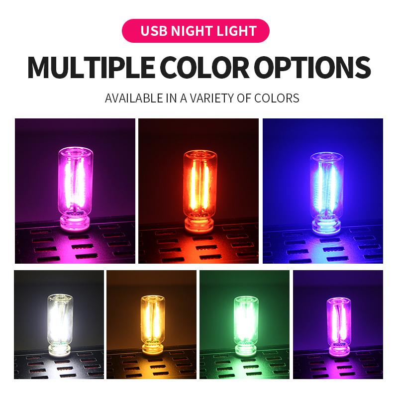 Car Atmosphere Light USB Night Light Touch Dimming LED Incandescent Filament Lamp Bulb Emergency Lighting Plug Play Ambient Lamp