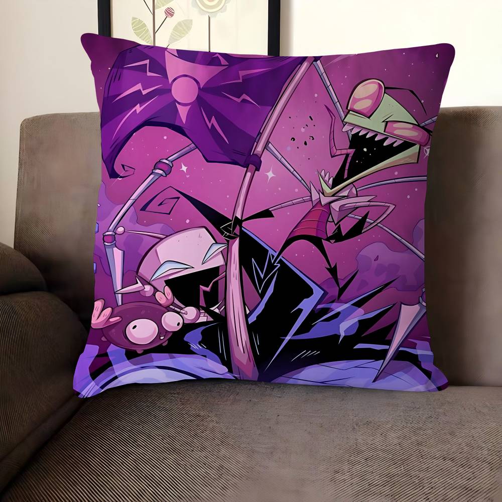 

Cartoon I-Invader-Zim Personalized Pillow Cover Kids Bedroom Wild Party Decor Pillowcase Kid Birthday Shower Gift 12x12Inch