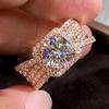 Anello Zircone Arcobaleno Moda Europeo-Americana - Quadrato Pieno di Diamanti, Monocolore, R4573.