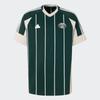 adidas Loose Striped V-Neck T-Shirt With Drop Shoulders Unisex Tops Night-Sky-Green Han-Jade-White JC5679