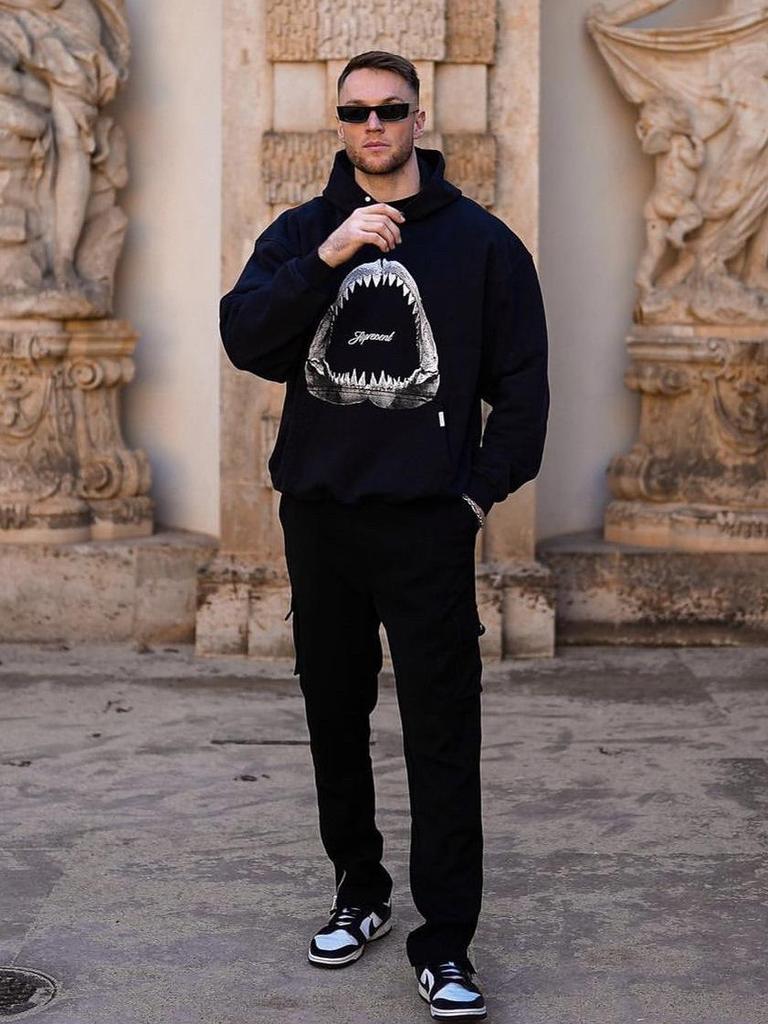 Megalodon Vintage Distressed Cotton Hoodie - Trendy High Street Style, Casual Loose Fit