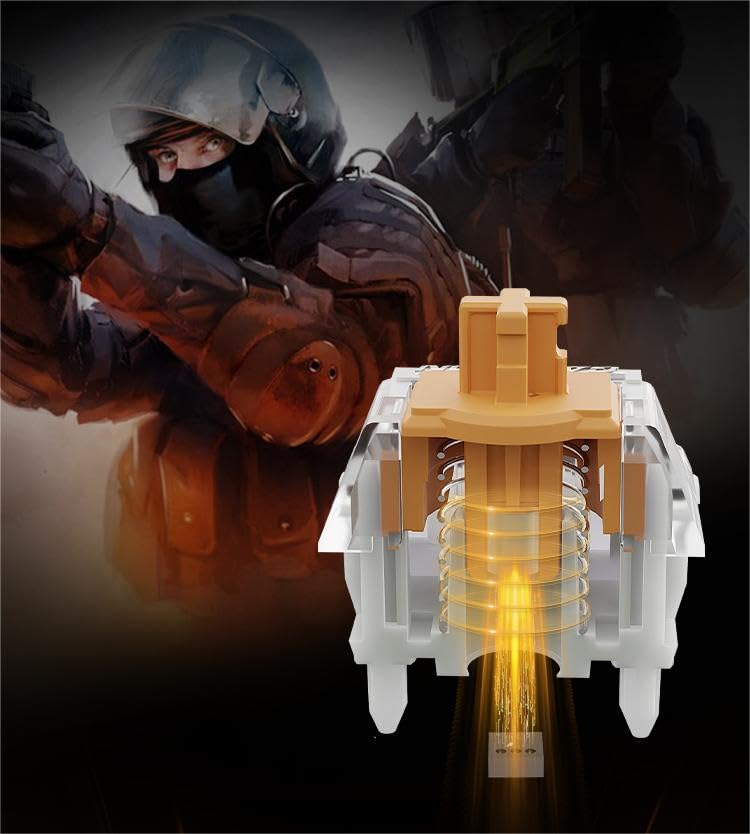 GATERON Double Rail Magnetic Orange Keyboard Switch Linear Factory Free Setting Key Switch for Mechanical Keyboard KS-20 , Pre-lubricated Pre-Traction