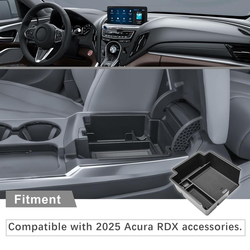 Mittelkonsolen-Aufbewahrungsbox-Ablage für 2025 Acura RDX Zubehör Armlehnen-Aufbewahrungsorganizer Münz-Handyhalter Sekundäres Zubehör